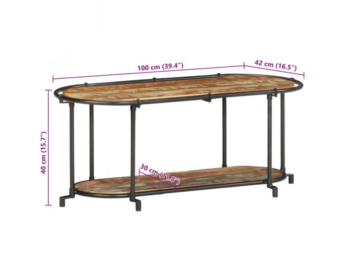 Sonata H ТВ шкаф, 100x42x40 см, масивно регенерирано дърво