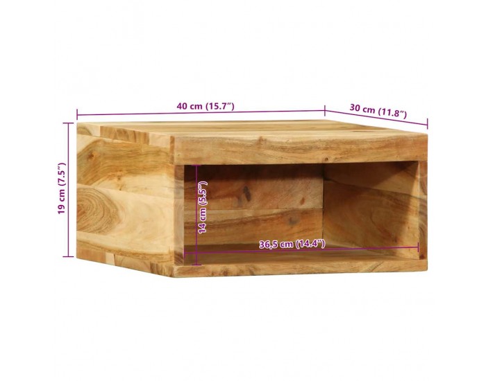 Sonata H Стенен шкаф за телевизор 40x30x19 cm Масивна дървесина Акация