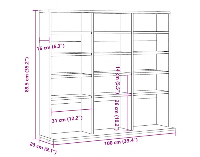 Sonata H ТВ шкаф с колелца старо дърво 100x23x89,5 см инженерно дърво