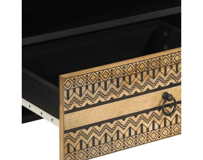 Sonata H ТВ шкаф, черен, 80x33,5x46 см, грубо мангово дърво масив