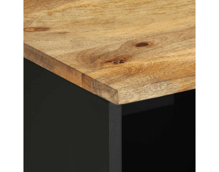 Sonata H ТВ шкаф, черен, 80x33,5x46 см, грубо мангово дърво масив