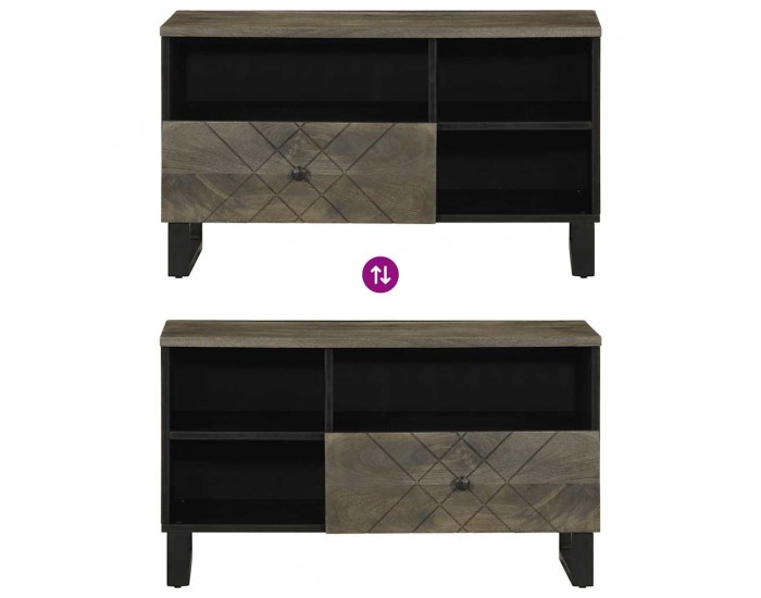 Sonata H ТВ шкаф, черен, 80x33x46 см, мангово дърво масив