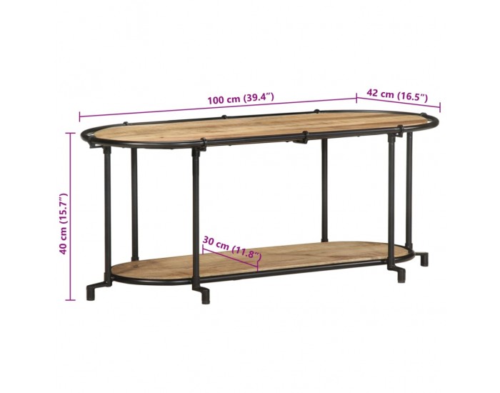 Sonata H ТВ шкаф, 100x42x40 см, грубо мангово дърво масив