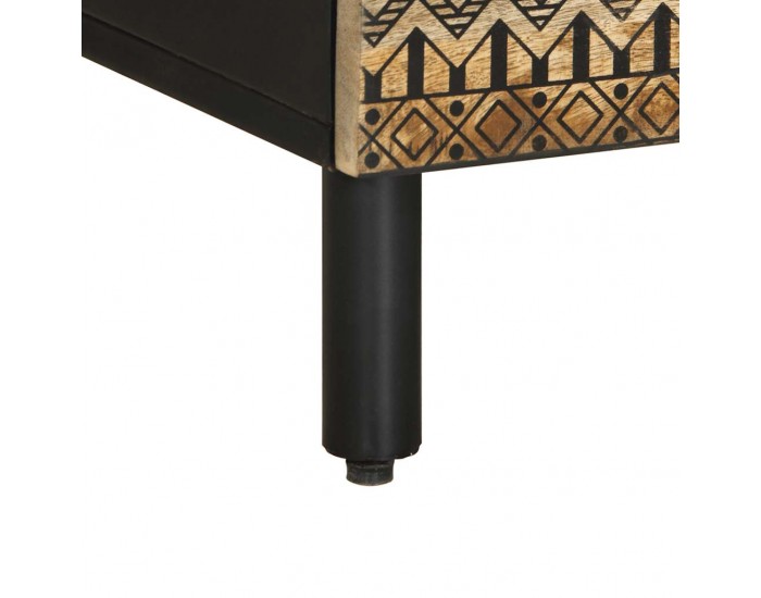 Sonata H ТВ шкаф, черен, 100x33,5x46 см, грубо мангово дърво масив