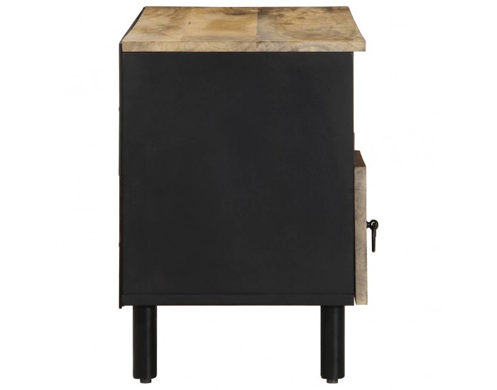 Sonata H ТВ шкаф, черен, 100x33,5x46 см, грубо мангово дърво масив