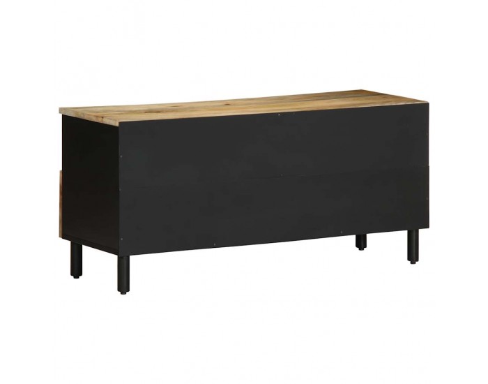 Sonata H ТВ шкаф, черен, 100x33,5x46 см, грубо мангово дърво масив