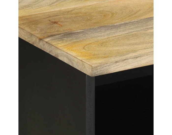 Sonata H ТВ шкаф, черен, 100x33,5x46 см, грубо мангово дърво масив