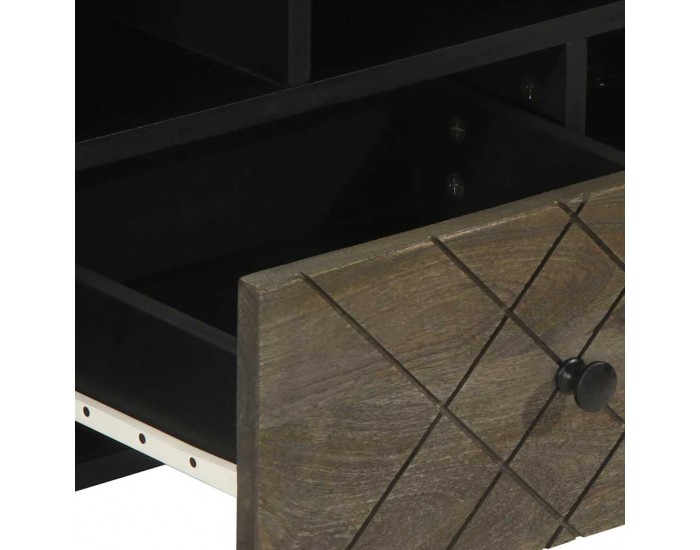 Sonata H ТВ шкаф, черен, 100x33x46 см, мангово дърво масив