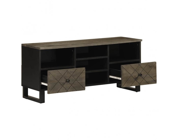 Sonata H ТВ шкаф, черен, 100x33x46 см, мангово дърво масив