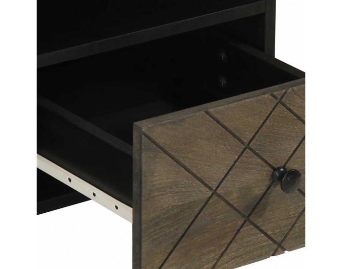 Sonata H ТВ шкаф, черен, 100x33x46 см, мангово дърво масив