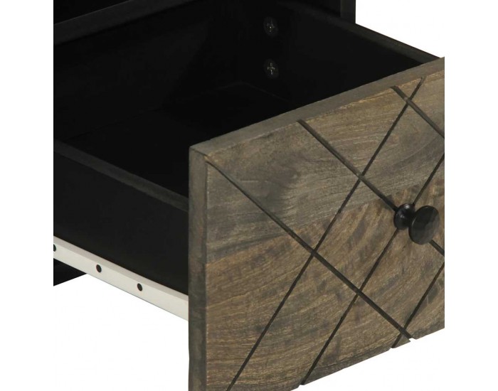 Sonata H ТВ шкаф, черен, 70x33x46 см, мангово дърво масив