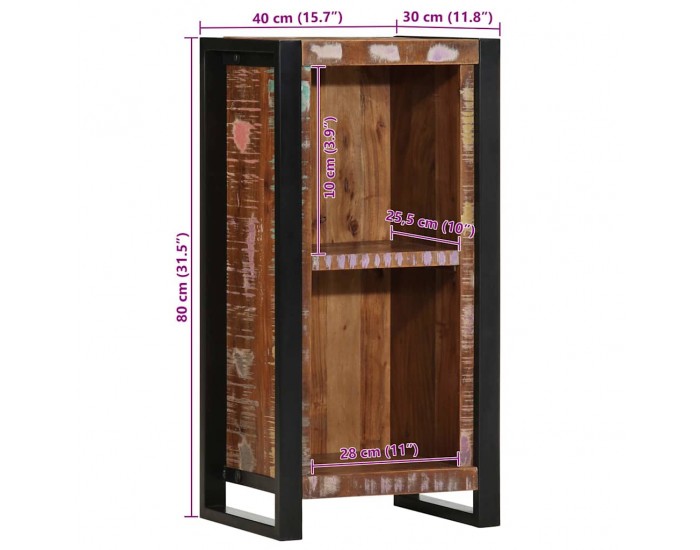 Sonata H Нощно шкафче 40x30x80 cm Масивна дървесина Възстановена