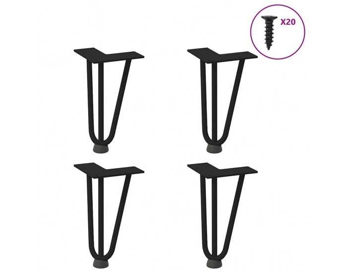 Sonata H Крака за маса за коса 4 бр черни 20 см масивна стомана