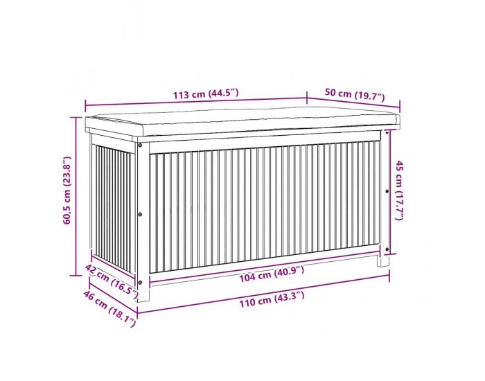 Sonata H Градинска ракла, 113x50x60,5 см, акация масив Sonata H Градинска ракла, 113x50x60,5 см, акация масив
