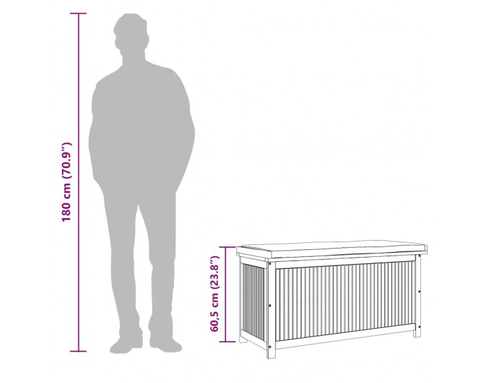 Sonata H Градинска ракла, 113x50x60,5 см, акация масив Sonata H Градинска ракла, 113x50x60,5 см, акация масив