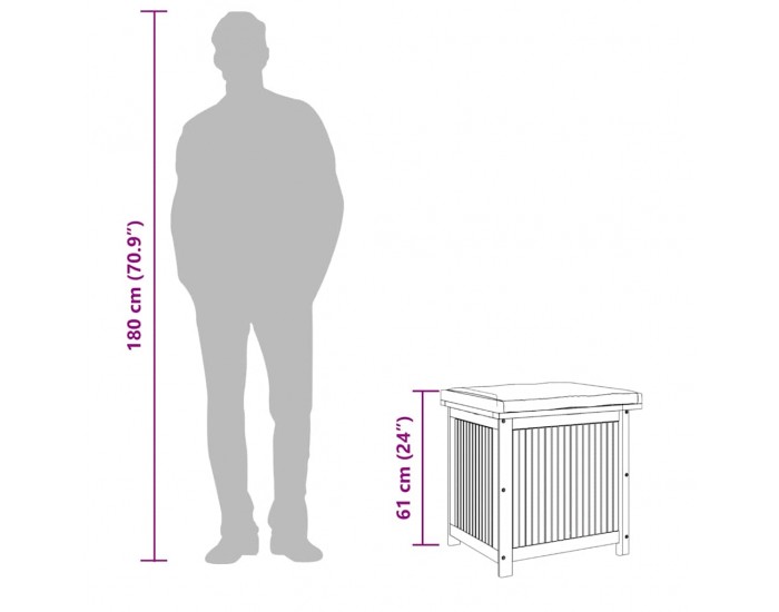 Sonata H Градинска ракла, 60x50x61 см, акация масив Sonata H Градинска ракла, 60x50x61 см, акация масив