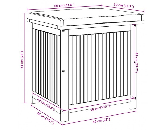 Sonata H Градинска ракла, 60x50x61 см, акация масив Sonata H Градинска ракла, 60x50x61 см, акация масив