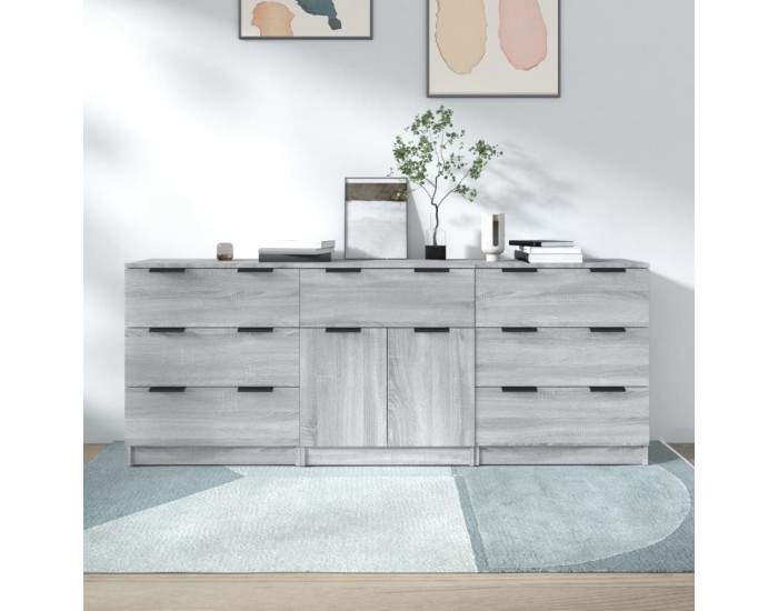 Sonata H Бюфет от 3 части, сив сонома, инженерно дърво