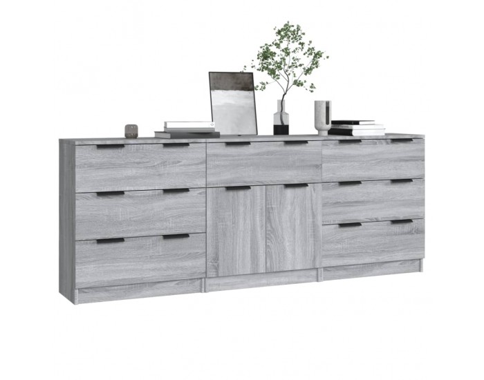 Sonata H Бюфет от 3 части, сив сонома, инженерно дърво