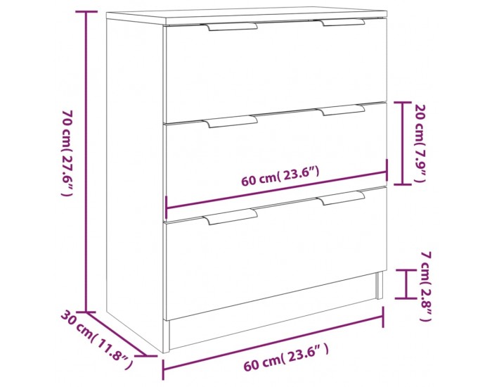 Sonata H Бюфет от 3 части, сив сонома, инженерно дърво