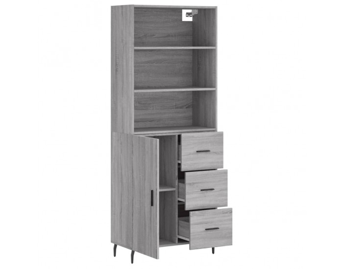 Sonata H Висок шкаф, сив сонома, 69,5x34x180 см, инженерно дърво