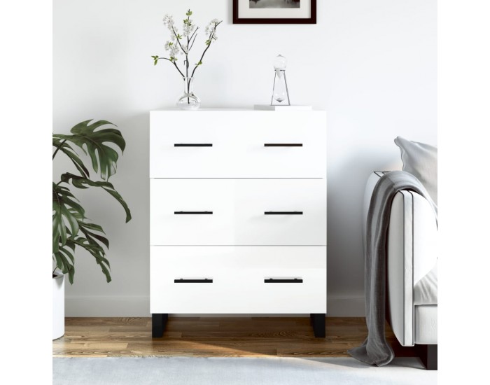 Sonata H Сайдборд, бял гланц, 69,5x34x90 см, инженерно дърво