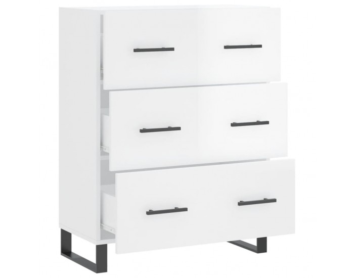 Sonata H Сайдборд, бял гланц, 69,5x34x90 см, инженерно дърво