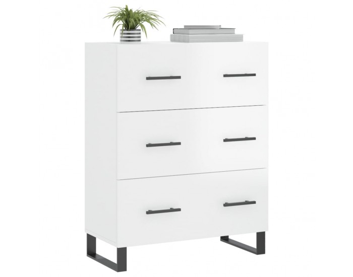 Sonata H Сайдборд, бял гланц, 69,5x34x90 см, инженерно дърво