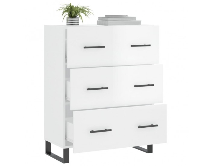 Sonata H Сайдборд, бял гланц, 69,5x34x90 см, инженерно дърво