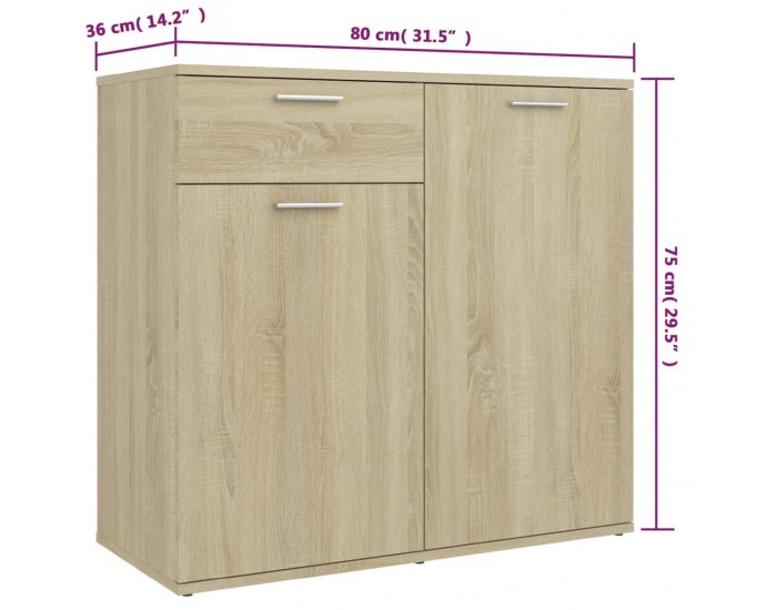 Sonata H Бюфет, дъб сонома, 160x36x75 см, инженерно дърво