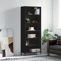 Sonata H Висок шкаф, черен, 69,5x32,5x180 см, инженерно дърво - Шкафове, Витрини, Модулни секции