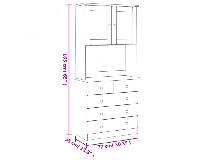 Sonata H Висок шкаф ALTA, 77x35x165 см, борово дърво масив