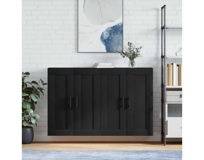 Sonata H Стенни шкафове, 2 бр, черни, инженерно дърво