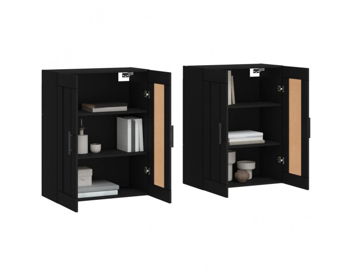 Sonata H Стенни шкафове, 2 бр, черни, инженерно дърво