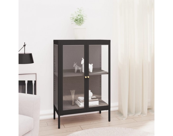 Sonata H Бюфет, черен, 75x35x105 см, стомана и стъкло Sonata H Бюфет, черен, 75x35x105 см, стомана и стъкло