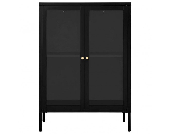 Sonata H Бюфет, черен, 75x35x105 см, стомана и стъкло Sonata H Бюфет, черен, 75x35x105 см, стомана и стъкло