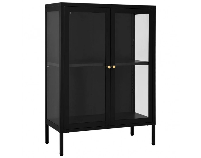 Sonata H Бюфет, черен, 75x35x105 см, стомана и стъкло Sonata H Бюфет, черен, 75x35x105 см, стомана и стъкло