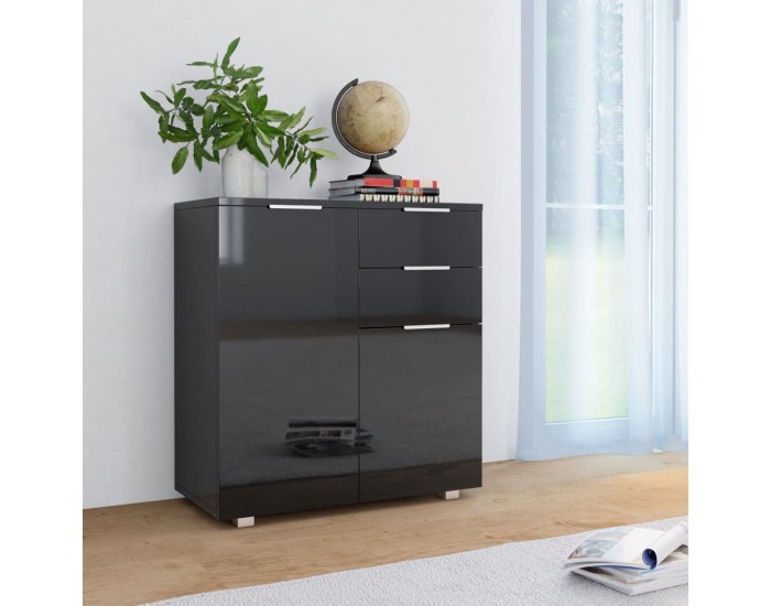 Sonata H Бюфет, сиво със силен гланц, 71x35x80 см, инженерно дърво