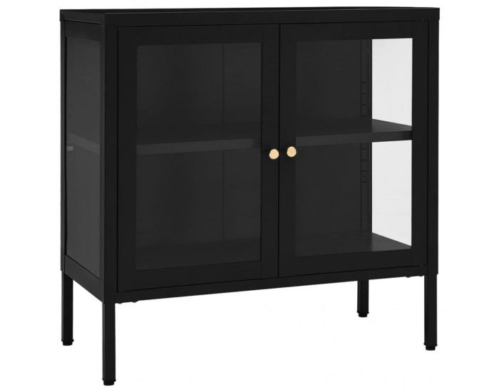 Sonata H Бюфет, черен, 70x35x70 см, стомана и стъкло