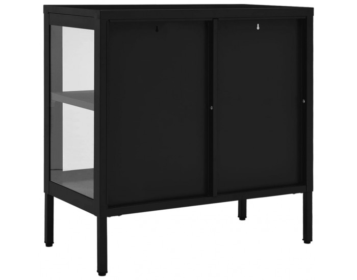 Sonata H Бюфет, черен, 70x35x70 см, стомана и стъкло