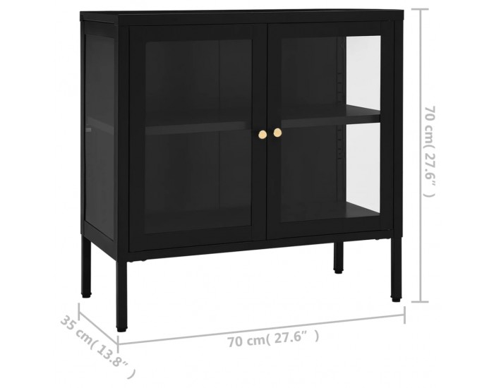 Sonata H Бюфет, черен, 70x35x70 см, стомана и стъкло
