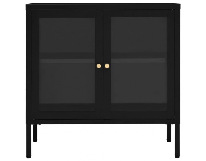 Sonata H Бюфет, черен, 70x35x70 см, стомана и стъкло