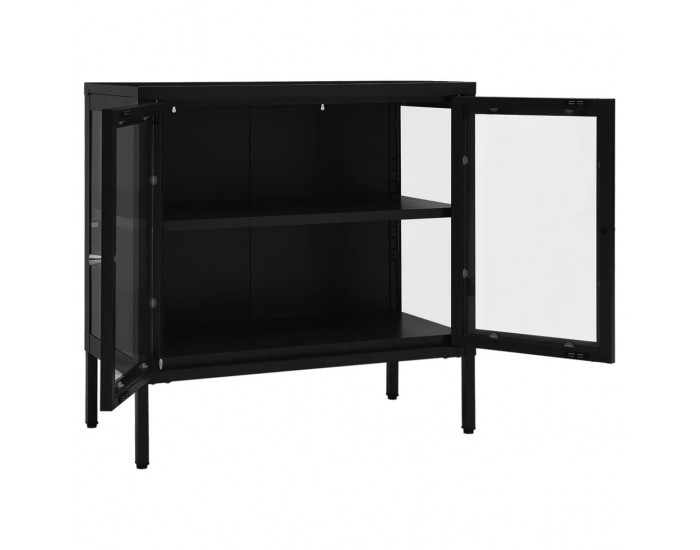 Sonata H Бюфет, черен, 70x35x70 см, стомана и стъкло