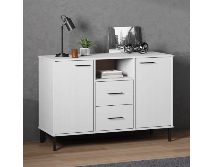 Sonata H Бюфет с метални крака бял 113x40x77 см масивно дърво OSLO Sonata H Бюфет с метални крака бял 113x40x77 см масивно дърво OSLO