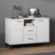 Sonata H Бюфет с метални крака бял 113x40x77 см масивно дърво OSLO Sonata H Бюфет с метални крака бял 113x40x77 см масивно дърво OSLO