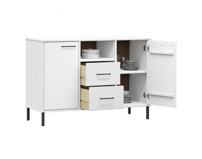 Sonata H Бюфет с метални крака бял 113x40x77 см масивно дърво OSLO Sonata H Бюфет с метални крака бял 113x40x77 см масивно дърво OSLO