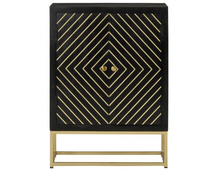 Sonata H Бюфет с 2 врати, черно и златисто, 55x30x75 см, манго масив Sonata H Бюфет с 2 врати, черно и златисто, 55x30x75 см, манго масив