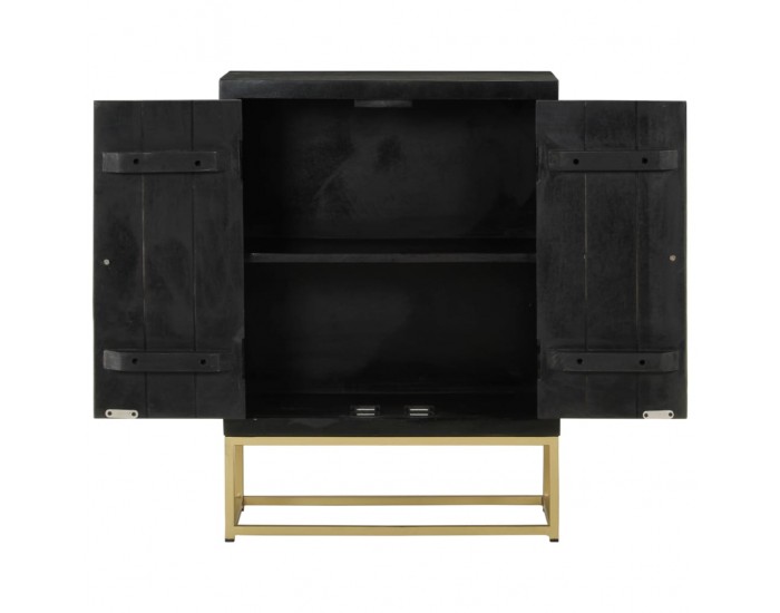 Sonata H Бюфет с 2 врати, черно и златисто, 55x30x75 см, манго масив Sonata H Бюфет с 2 врати, черно и златисто, 55x30x75 см, манго масив