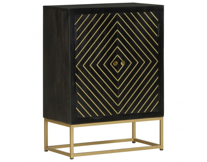 Sonata H Бюфет с 2 врати, черно и златисто, 55x30x75 см, манго масив Sonata H Бюфет с 2 врати, черно и златисто, 55x30x75 см, манго масив