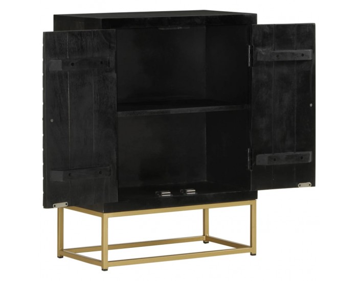 Sonata H Бюфет с 2 врати, черно и златисто, 55x30x75 см, манго масив Sonata H Бюфет с 2 врати, черно и златисто, 55x30x75 см, манго масив